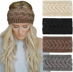 Budget ⌛ DRESHOW Winter Knit Crochet Turban Headband For 👩 Women Warm Bulky Crocheted Headwrap Ear Warmer 4 Pack Cross Crochet B 😉 -Men Skullies & Beanies Sales 51iRNSW2cL. AC