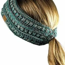 Flash Sale 😍 C.C Cable Knit Fuzzy Lined Ear Warmer Ponytail Pony Headband 🍬 Candy Pink ❤️ -Men Skullies & Beanies Sales 51kQgNlenRL. AC