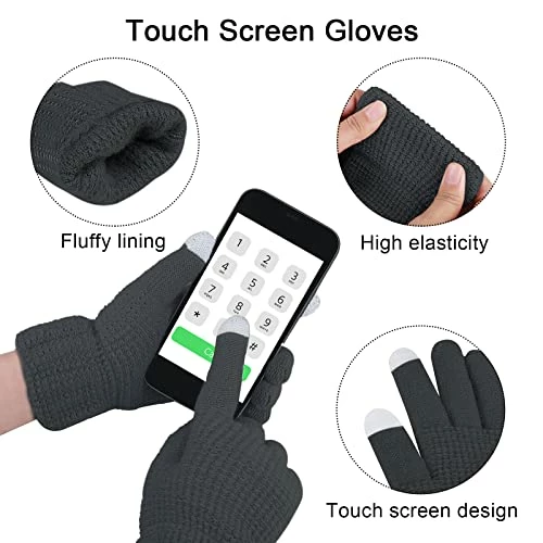 New ๐ URATOT Winter Warm Knitted Sets Knitted Beanie Hat Scarf Face Cover Touchscreen Gloves Set For Men ๐ฉ Women Navy ๐ 4 New ๐ URATOT Winter Warm Knitted Sets Knitted Beanie Hat Scarf Face Cover Touchscreen Gloves Set For Men ๐ฉ Women Navy ๐ - Image 2