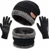 Coupon 🌟 MAYLISACC Winter Knit Beanie Hat Neck Warmer Scarf And Touch Screen Gloves Set 3 Pcs Fleece Lined Skull Cap For Men 👩 Women Navy--3 Pcs--(hat+scarf+gloves) 🧨 -Men Skullies & Beanies Sales 51lvBWmxhhL. AC