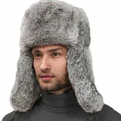 Best deal 👏 Valpeak Mens Fur Hat Rabbit Fur Russian Ushanka Hats Earflap Trapper Hat For Winter Black 😉 -Men Skullies & Beanies Sales 51mxhEzxhZL. AC