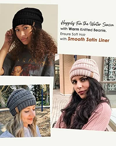 Best Pirce ๐ FURTALK Winter Beanie Hat For ๐ฉ Women Satin Lined Cable Knit Chunky Slouchy Beanies Skull Warm Cap Wine Red-satin Lining โ๏ธ 5 Best Pirce ๐ FURTALK Winter Beanie Hat For ๐ฉ Women Satin Lined Cable Knit Chunky Slouchy Beanies Skull Warm Cap Wine Red-satin Lining โ๏ธ - Image 3