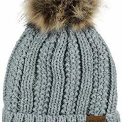 Best Sale β€οΈ C.C Thick Cable Knit Faux Fuzzy Fur Pom Fleece Lined Skull Cap Cuff Beanie Chenille Indi Pink π