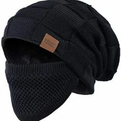 Deals 😀 REDESS Beanie Hat For Men And 👩 Women Knit Slouchy Thick Skull Cap Winter Warm Hats With Face Cover D3 Pure Dark Gray 🎁 -Men Skullies & Beanies Sales 51o1SRwdjkL. AC