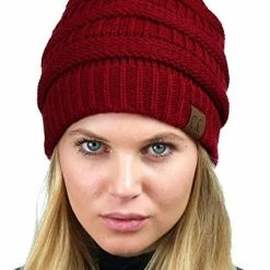 New 🎁 C.C Unisex Chunky Soft Stretch Cable Knit Warm Fuzzy Lined Skully Beanie Violet 😀 -Men Skullies & Beanies Sales 51ozY3E6f5L. AC