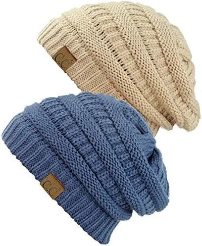 Outlet โ๏ธ C.C Trendy Warm Chunky Soft Stretch Cable Knit Beanie Skully, 2 Pack Sea Green/melange Gray ๐ 6 Outlet โ๏ธ C.C Trendy Warm Chunky Soft Stretch Cable Knit Beanie Skully, 2 Pack Sea Green/melange Gray ๐ - Image 4