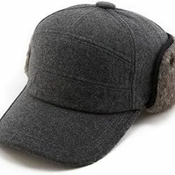 Deals 🛒 Comhats Wool ⚾ Baseball Cap Men Fur Hunting Trapper Dad Hats Sports Earflap Unisex M L XL 67134#gray ⌛ -Men Skullies & Beanies Sales 51pkbbTVMlL. AC