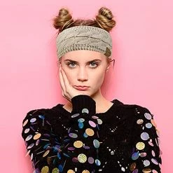 Promo ⭐ Loritta 2 Pack Headbands For 👩 Women Ear Warmers Cable Knit Warm Thick Fuzzy Lined Ear Muffs For Winter Gifts Z Stipple(wine Red+black) 👍 -Men Skullies & Beanies Sales 51qFe2DdleL