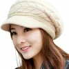 Flash Sale 😍 HINDAWI 👩 Women Winter Warm Knit Hat Wool Snow Ski Caps With Visor Purple 😉 -Men Skullies & Beanies Sales 51qozQMRAPL. AC