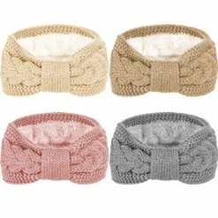 Brand new π Whaline 4 Pack Winter Knit Headbands Twist Cable Head Wraps Fuzzy Lined Headband Knotted Crochet Turban Thick Ear Warmer Light Color π
