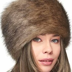 Flash Sale 👏 Futrzane Russian Faux Fur Hat For 👩 Women - Like Real Fur - Comfy Cossack Style Navy Blue Raccoon ✔️