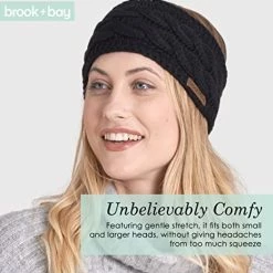 Best deal 😀 Brook + Bay 👩 Womens Winter Ear Warmer Headband - Fleece Lined Cable Knit Ear Band Covers For Cold Weather - Soft & Stretchy Head Wrap Rose 🔔 -Men Skullies & Beanies Sales 51rCb8fJ6KL