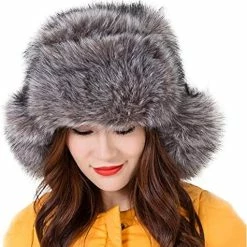 Brand new 👏 Dikoaina Faux Fur Snow Trapper Hat With Ear Flap For Skiing Head Circumference 22"-22.8" Silver Fox 🧨 -Men Skullies & Beanies Sales 51rMh81T5ML. AC