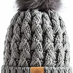 Best Pirce 🌟 PAGE ONE 👩 Womens Winter Ribbed Beanie Crossed Cap Chunky Cable Knit Pompom Soft Warm Hat Mixed Light Grey 💯 -Men Skullies & Beanies Sales 51rW9wZ4flL. AC