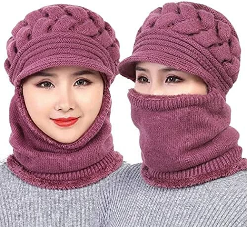 New ๐ฅฐ Fleece Lined ๐ฉ Womens Beanie Hat, Winter Hat Scarf Mask Set,Women's Winter Hat, Middle-Aged And Old Warm Earmuff Hat Dark Purple โ 16 New ๐ฅฐ Fleece Lined ๐ฉ Womens Beanie Hat, Winter Hat Scarf Mask Set,Women's Winter Hat, Middle-Aged And Old Warm Earmuff Hat Dark Purple โ - Image 14