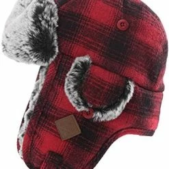 New ⭐ Jeff & Aimy Stylish Plaid Winter Wool Trapper Faux Fur Earflap Hunting Hat Ushanka Russian Cold Weather Thick Lined 55-61CM 89079#brown_46%wool 🤩 -Men Skullies & Beanies Sales 51tNp8CUtL. AC