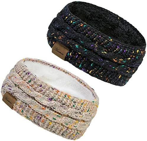 Outlet 🤩 2 Pack Ear Warmer Headband 👩 Women Winter Cable Knit Headband Twist Fuzzy Fleece Lined Gifts Stocking Stuffers For Mom Deep Black, Beige ❤️ 10 Outlet 🤩 2 Pack Ear Warmer Headband 👩 Women Winter Cable Knit Headband Twist Fuzzy Fleece Lined Gifts Stocking Stuffers For Mom Deep Black, Beige ❤️ - Image 8