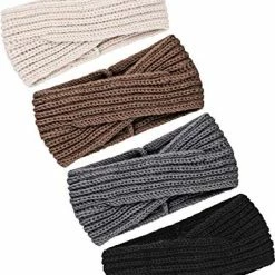 Top 10 👏 TecUnite 4 Pieces Winter Chunky Knit Headbands Braided Knitted Head Band Ear Warmer Crochet Head Wraps For 👩 Women 👧 Girls (Black, Beige, Grey, Coffee) 😀 -Men Skullies & Beanies Sales 51tpwlSpuTL