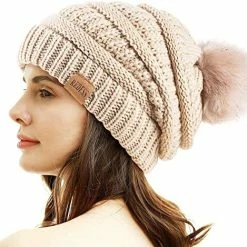 Best Sale 🔔 REDESS 👩 Women Winter Pom Pom Beanie Hat With Warm Fleece Lined 😉 -Men Skullies & Beanies Sales 51uKMZXTIFL. AC