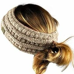 Flash Sale 😍 C.C Cable Knit Fuzzy Lined Ear Warmer Ponytail Pony Headband 🍬 Candy Pink ❤️ -Men Skullies & Beanies Sales 51uWSBfl6xL. AC