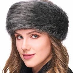 Wholesale 🛒 Futrzane Winter Faux Fur Headband For 👩 Women - Like Real Fur - Fancy Ear Warmer (Black Fox) 🛒 -Men Skullies & Beanies Sales 51ur5E4C84L