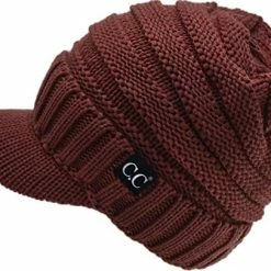 Promo 🔔 C.C Trendy Warm Oversized Chunky Soft Oversized Ribbed Slouchy Knit Hat With Visor Brim 🍬 Candy Pink ❤️ -Men Skullies & Beanies Sales 51usgGp2VCL. AC