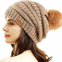 Best Sale 🔔 REDESS 👩 Women Winter Pom Pom Beanie Hat With Warm Fleece Lined 😉 -Men Skullies & Beanies Sales 51uvW2cpgVL. AC