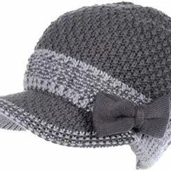 Cheap 👏 BYOS 👩 Womens Winter Chic Cable Warm Fleece Lined Crochet Knit Hat W/Visor Newsboy Cabbie Cap Dk.gray Bow 🛒 -Men Skullies & Beanies Sales 51vCSsu4w8L. AC
