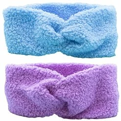 Promo 🧨 FROG SAC 2 Fuzzy Winter Headbands For 👧 Girls, Plain Sherpa Ear Warmer Headband For Kids, Wide Black And White Furry Ear Warmers For 👩 Women, Cold Weather Thick Stretch Elastic Knot Hair Accessories 🎉 -Men Skullies & Beanies Sales 51w1BDi2BfL