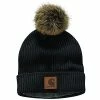 Outlet 🎁 Carhartt 👩 Women's Knit Fleece Lined Pom Hat, Black, OFA 🧨 -Men Skullies & Beanies Sales 51wVWBTNrxL