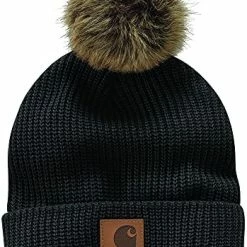 Outlet 🎁 Carhartt 👩 Women's Knit Fleece Lined Pom Hat, Black, OFA 🧨 -Men Skullies & Beanies Sales 51wVWBTNrxL. AC