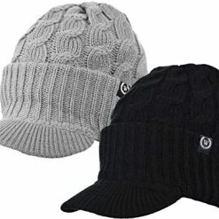 Budget 🧨 Winter Newsboy Cable Knitted Visor Beanie Bill Winter Warm Hat Black & Lt.pink ✔️ -Men Skullies & Beanies Sales 51x9iJzQMXL. AC
