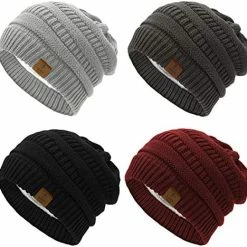 New 🎁 Durio 👩 Womens Knit Beanie Winter Thick Solid Fleece Lined Beanie Hats For 👩 Women Men Unisex Warm Skiing Beanies H Black & Deep Grey & Black Grey Mixed ✨ -Men Skullies & Beanies Sales 51xH5y0NxoL. AC
