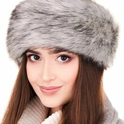 Wholesale 🛒 Futrzane Winter Faux Fur Headband For 👩 Women - Like Real Fur - Fancy Ear Warmer (Black Fox) 🛒 -Men Skullies & Beanies Sales 51xw73dBxSL