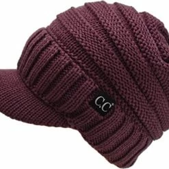 Promo 🔔 C.C Trendy Warm Oversized Chunky Soft Oversized Ribbed Slouchy Knit Hat With Visor Brim 🍬 Candy Pink ❤️ -Men Skullies & Beanies Sales 51yDynHPfLL. AC