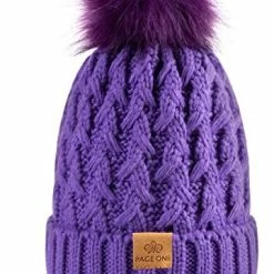 Best Pirce 🌟 PAGE ONE 👩 Womens Winter Ribbed Beanie Crossed Cap Chunky Cable Knit Pompom Soft Warm Hat Mixed Light Grey 💯 -Men Skullies & Beanies Sales 51yReDUoUAL. AC