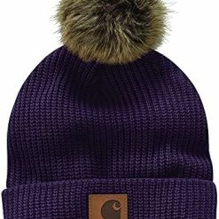 Outlet 🎁 Carhartt 👩 Women's Knit Fleece Lined Pom Hat, Black, OFA 🧨 -Men Skullies & Beanies Sales 51zOwAN XcL. AC