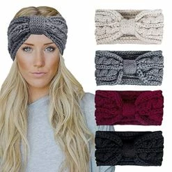 Deals ✔️ Chalier 4 Pack Winter Headbands For 👩 Women Knitted Ear Warmer Headband Crochet Bow Twist Head Wraps(01 Multicolor) Blue ❤️ -Men Skullies & Beanies Sales 51zXVNWf9L