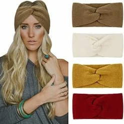 Budget ⌛ DRESHOW Winter Knit Crochet Turban Headband For 👩 Women Warm Bulky Crocheted Headwrap Ear Warmer 4 Pack Cross Crochet B 😉 -Men Skullies & Beanies Sales 51zhRcjeQeL. AC