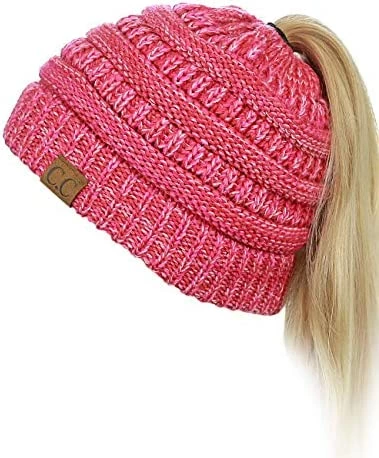 Promo 🔥 C.C BeanieTail Soft Stretch Cable Knit Messy High Bun Ponytail Beanie Hat Dark Olive 👍 6 Promo 🔥 C.C BeanieTail Soft Stretch Cable Knit Messy High Bun Ponytail Beanie Hat Dark Olive 👍 - Image 4