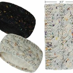 Best reviews of 💯 Styla Hair Ear Muffs Winter 👩 Women Knit Headbands Warm Soft Thick Fleece Lined Ear Warmers For 👩 Women Headband 2 Pack Value Winter Headbands For 👩 Women For Cold Weather -Confetti Black & Beige 👍 -Men Skullies & Beanies Sales 618cGH2Rn3L