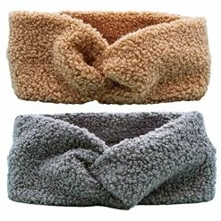 Promo 🧨 FROG SAC 2 Fuzzy Winter Headbands For 👧 Girls, Plain Sherpa Ear Warmer Headband For Kids, Wide Black And White Furry Ear Warmers For 👩 Women, Cold Weather Thick Stretch Elastic Knot Hair Accessories 🎉 -Men Skullies & Beanies Sales 61CG7gS835L